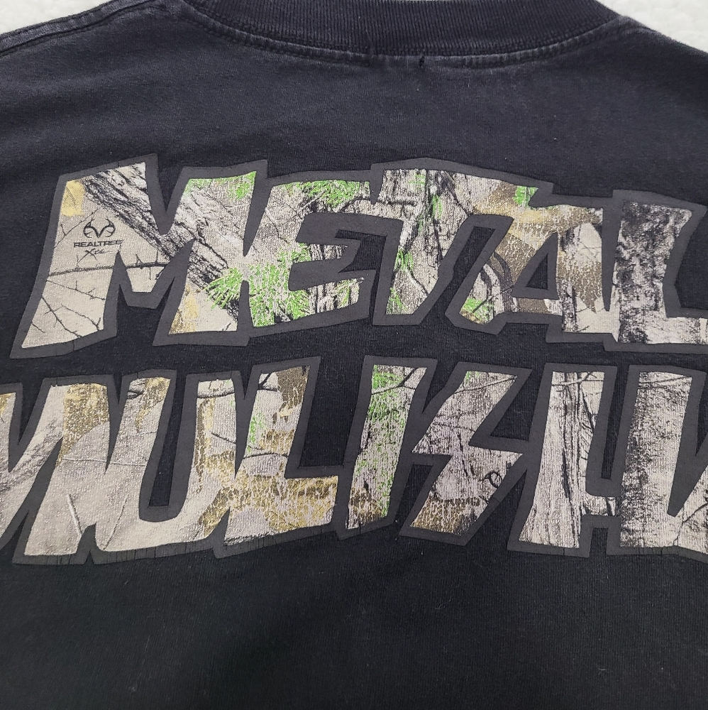 Metal Mulisha and Real Tree Colab Boys T Shirt Black and Camouflage Size Small - Picture 3 of 7